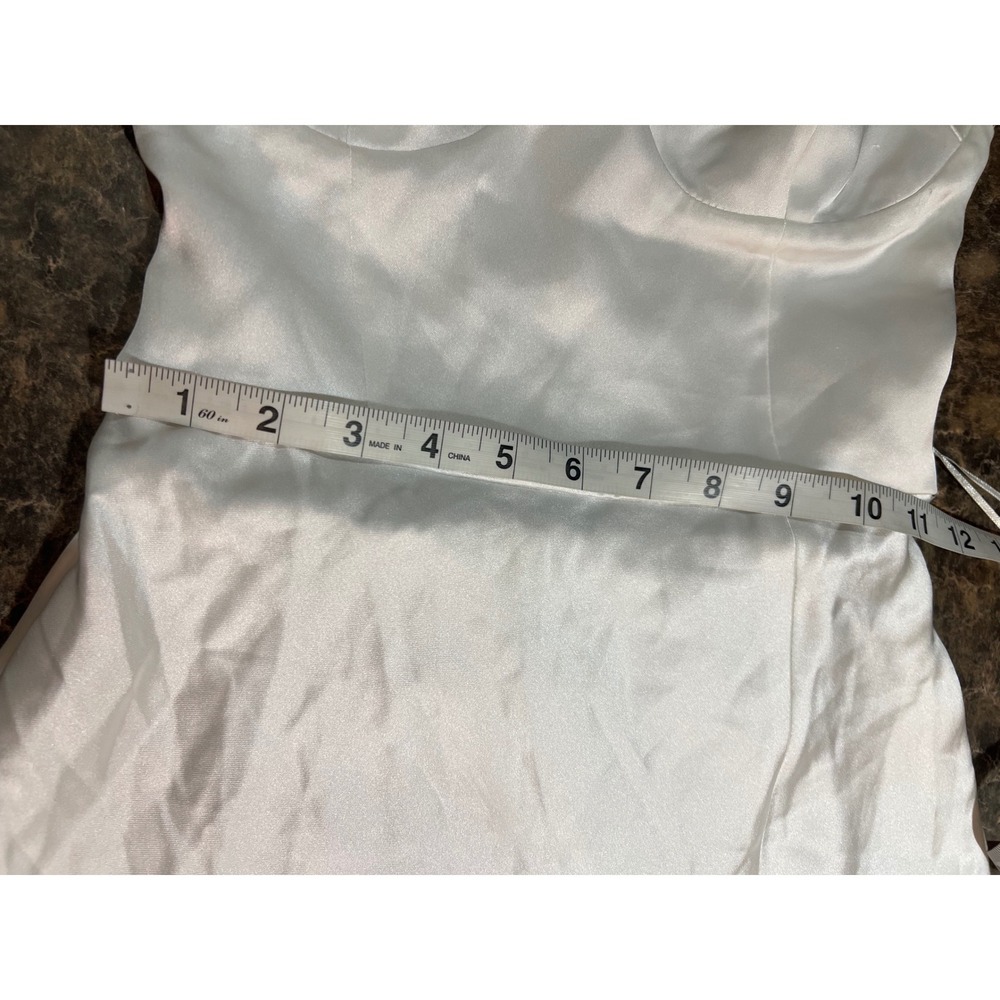 Zara White Satin Corset Maxi Dress Lace Up Back High Slit XS Bridal Old Money - Picture 9 of 11